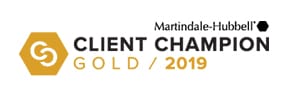 Martindale-Hubbell Client Champion, Gold level, 2019 badge